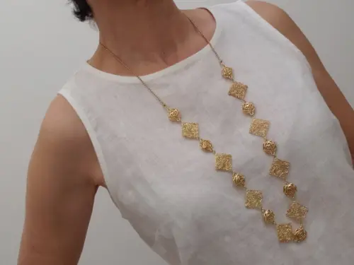 Colar Banhado Dourado com Filigranas