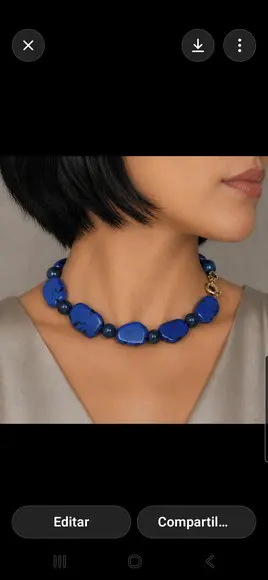 Colar Choker de Pedras Naturais Ágata e Lápis Lazuli