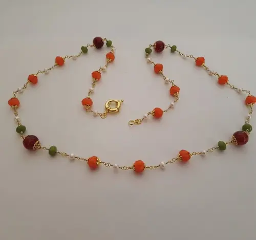 Colar com Pedras e Pérolas Naturais