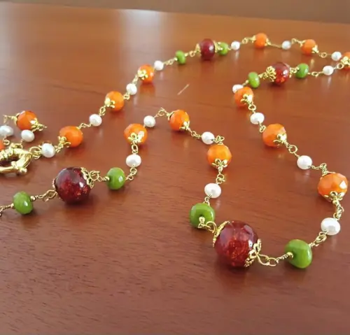 Colar com Pedras e Pérolas Naturais