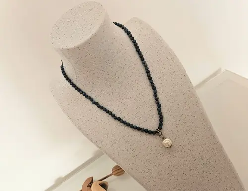 Colar com Pedras Jade Safira e Pérola Natural
