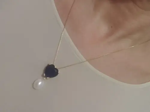 Colar de Corrente Banhada com Cristal e Pérola Natural