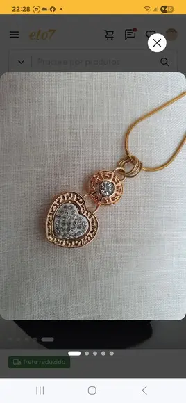 Colar de Corrente com Pingente Coração com Mini Cristais