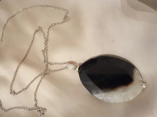 Colar de Corrente com Pingente de Pedra Natural Ágata