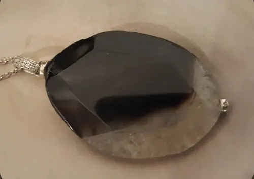 Colar de Corrente com Pingente de Pedra Natural Ágata
