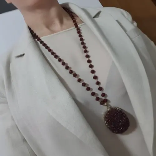 Colar de Cristal com Pingente Natural Drusa Tingida
