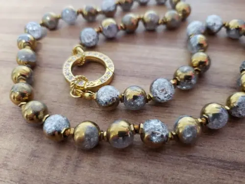 Colar de Cristal Fusion Ice e Dourado