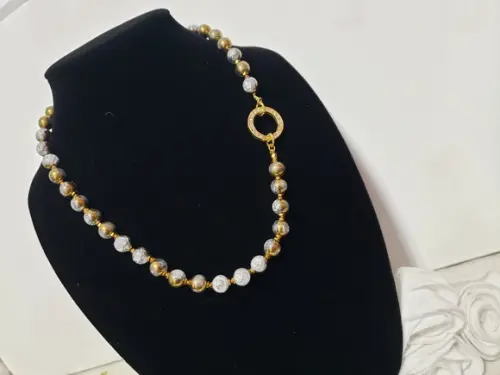 Colar de Cristal Fusion Ice e Dourado