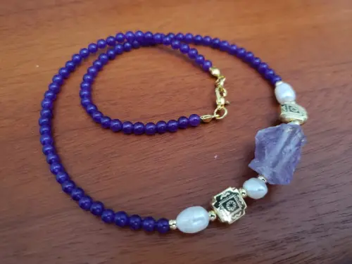 Colar de Jade Roxo e Ametista