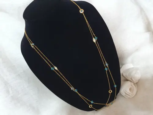 Colar De Olho Grego E Cristal Água Marinha