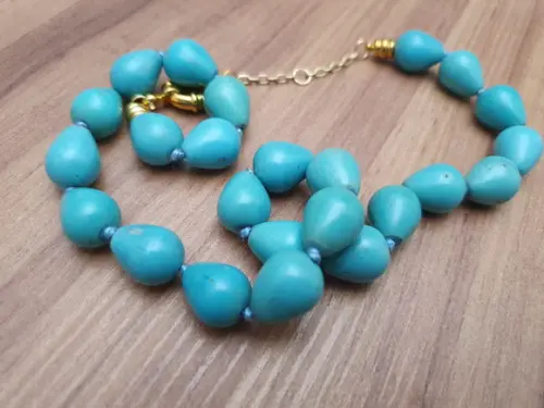Colar De Pedra Howlita Azul Turquesa