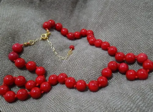 Colar de Pedra Natural Coral de 7.0mm