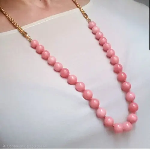 Colar de Pedra Natural Morganite e Corrente Banhada