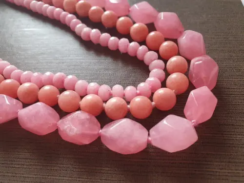 Colar de Pedras Naturais Jade e Morganite