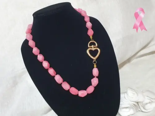 Colar De Pedras Naturais Jade Pink