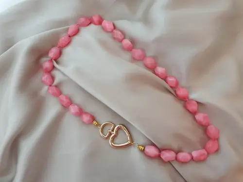 Colar De Pedras Naturais Jade Pink