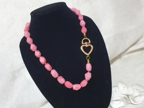 Colar De Pedras Naturais Jade Pink