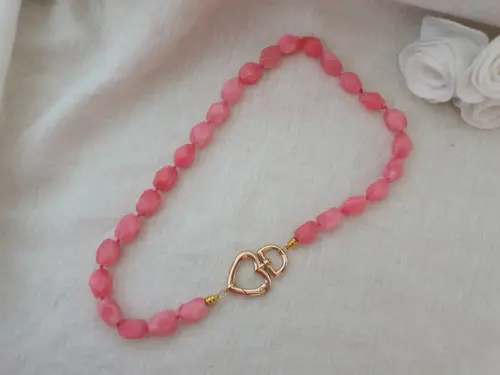 Colar De Pedras Naturais Jade Pink