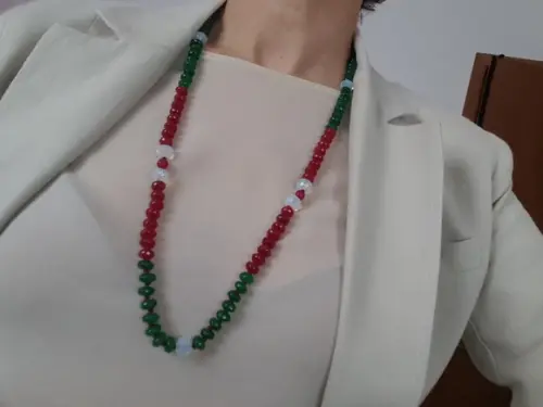 Colar de Pedras Naturais Jade Rubi e Verde