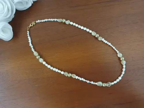 Colar de Pérolas Naturais e Cristal Rutilado