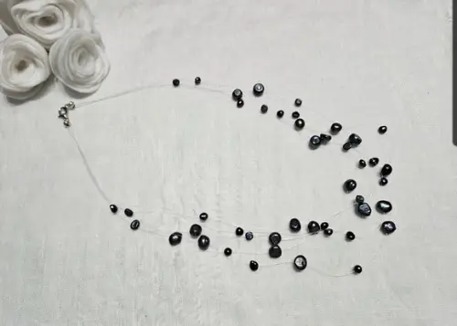 Colar de Pérolas Naturais Negras
