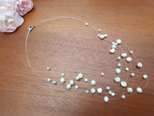 Colar de Pérolas Naturais Off White