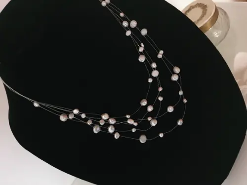 Colar de Pérolas Naturais Prata