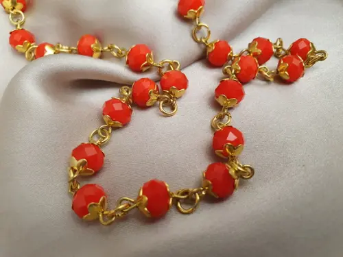 Colar Dourado com Cristais Laranja