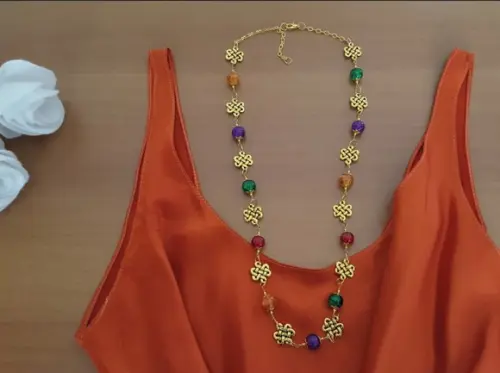 Colar Dourado De Cristais Fusion Coloridos
