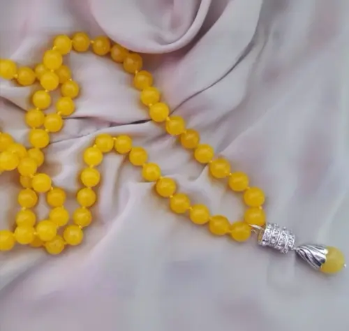 Colar e Pingente de Pedras Naturais Jade Amarelo e Cristais