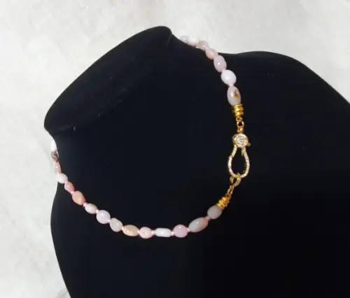 Colar Quatro em Um de Pedras Naturais Morganite e Corrente