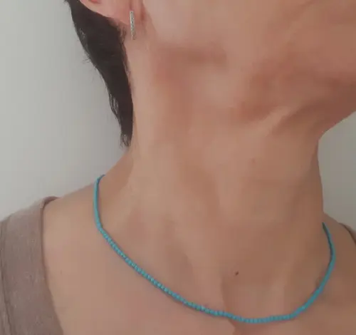 Conjunto de Colar e Brinco Banhado com Pedra Azul Turquesa