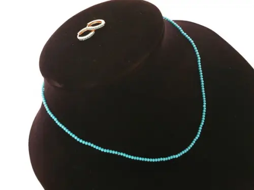 Conjunto de Colar e Brinco Banhado com Pedra Azul Turquesa