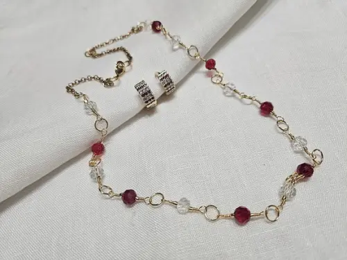 Conjunto de Colar e Brinco de Cristais