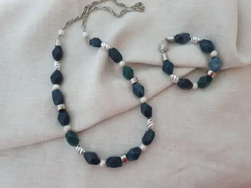 Conjunto De Colar E Pulseira De Jade Oregon Chanfrado