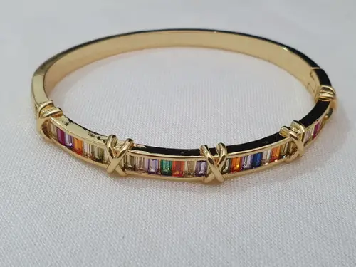 Conjunto De Pulseira E Brincos Com Cristais Coloridos