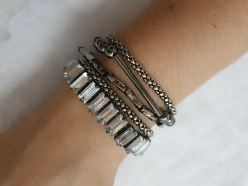 Conjunto de Pulseiras Grafite com Cristais