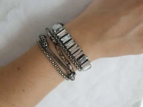 Conjunto de Pulseiras Grafite com Cristais