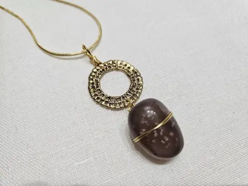 Corrente com Pedra Ágata Lapidada