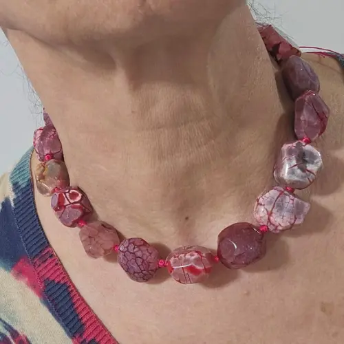 Maxi Colar Chocker de Pedras Naturais Ágata