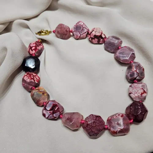 Maxi Colar Chocker de Pedras Naturais Ágata