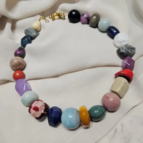 Maxi Colar Choker de Pedras Naturais
