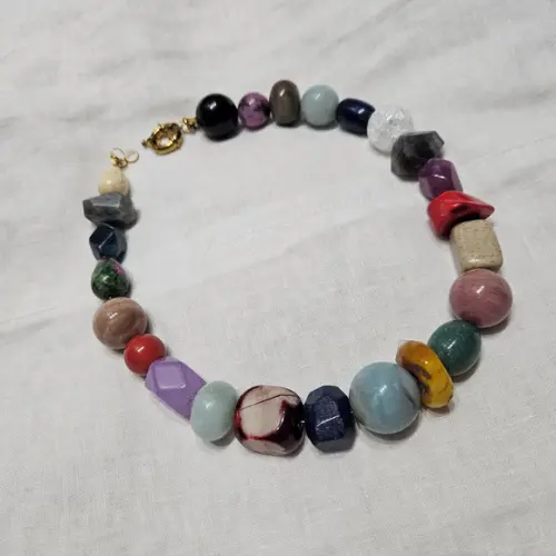 Maxi Colar Choker de Pedras Naturais