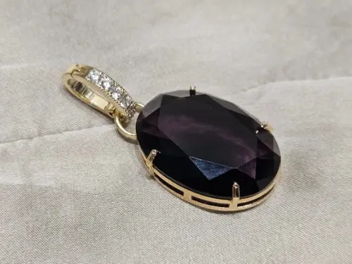 Pingente Ametista com Contra Argola de Mini Zircônias