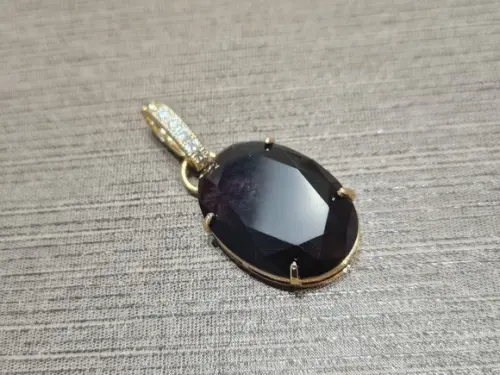 Pingente Ametista com Contra Argola de Mini Zircônias