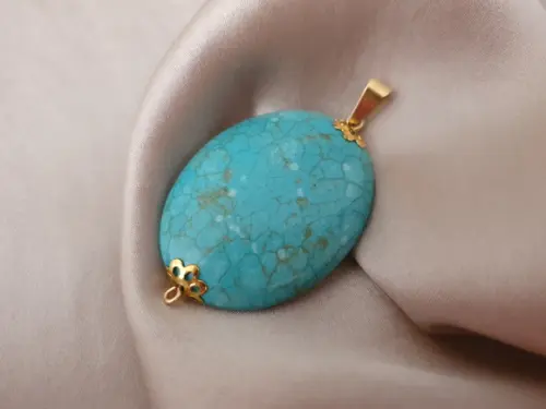 Pingente de Pedra Natural Howlita Azul Turquesa