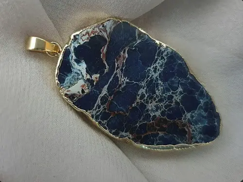 Pingente de Pedra Natural Jasper Imperador Azul