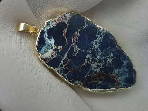 Pingente de Pedra Natural Jasper Imperador Azul