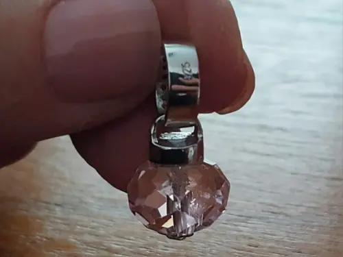 Pingente de Prata e Cristal Rose de France