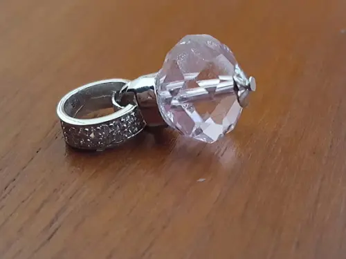 Pingente de Prata e Cristal Rose de France